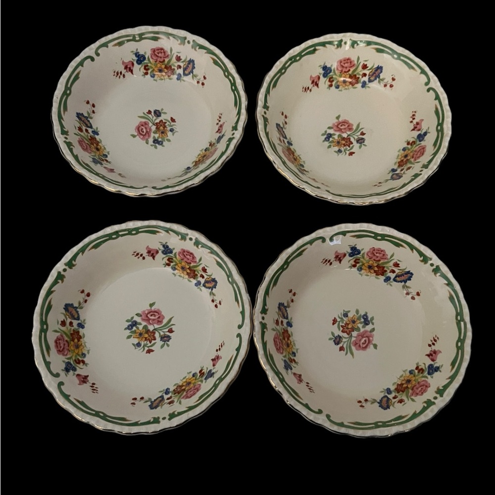 Vintage Grindley England “The Elsa” Ivory Floral - Set of 4 Finger Fruit Bowls